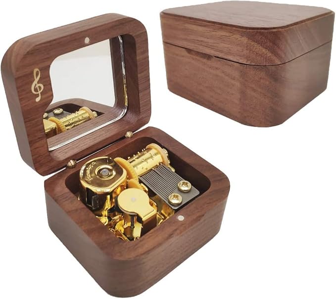 Teykst Princess Mononoke Music Box Natural Wood Mini Size Wind Up Wooden Musical Box Decoration Collection Keepsake Gift f...