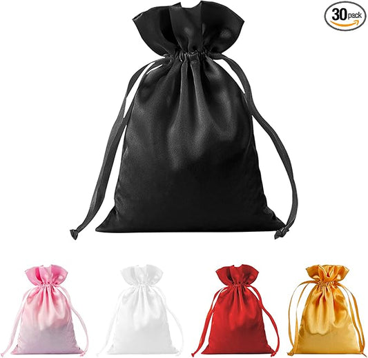 BeiLeiNiceHK 30pcs Satin Gift Bags Black Drawstring Bag,Gift Pouches For Christmas,Wedding Favor Bags,Small Jewellery Pouc...