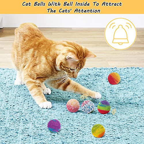 Retro Shaw Cat Toys Balls, Yarn Cat Ball with Bell Inside, Kitten Toys for Indoor Cats Kitty, Interactive Cat Nip Chew Toy...