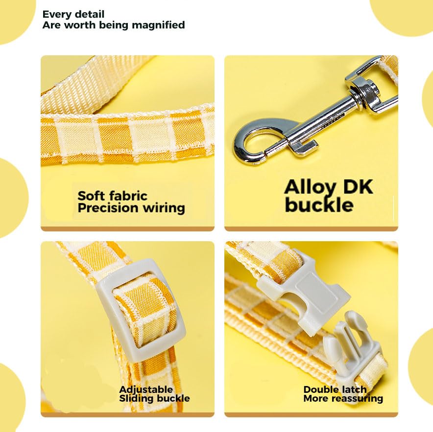 Cat Harness & Leash Set, Cats Escape Proof - Adjustable Kitten Harness for Large Small Cats, Cute Bee Plaid Lightweight So...