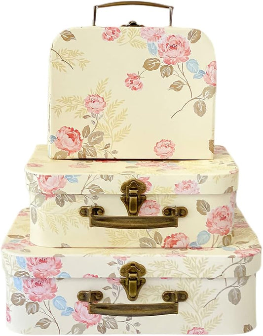 Amedoo Paperboard Suitcases(Set of 3), Gift Boxes With Lids For Presents, Photo Storage, Dolls, Perfect for Home Decoratio...