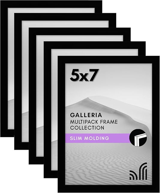 Americanflat 5x7 Picture Frame with Polished Plexiglass - Set of 5 - Galleria Collection - Picture Frames for Tabletop and...