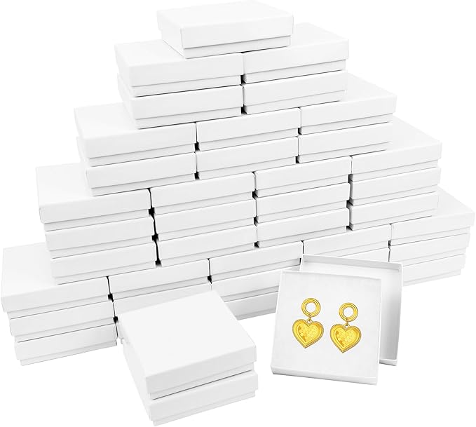 batifine Small Gift Boxes, 40 Pack 3.5x3.5x1 Inch Bulk Cotton Filled Small Jewelry Boxes with Lids for Necklace Ring Brace...