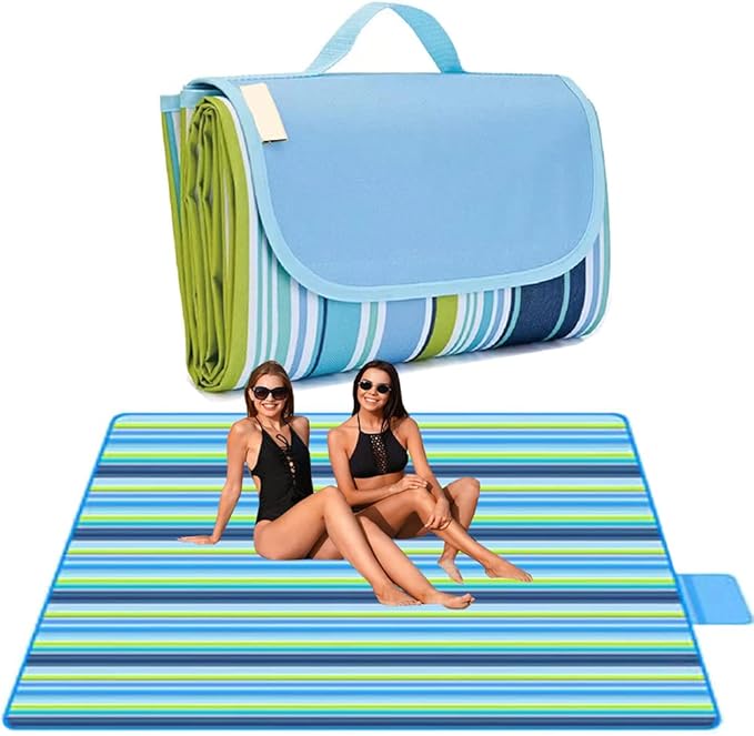 Lchkrep Picnic Blanket Beach Blankets 80"x60" Large Sandproof Waterproof Camping Portable Travel Blanket Play Mat for Outd...