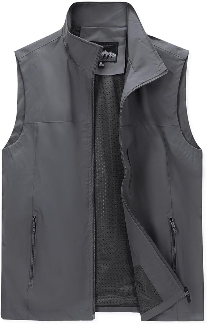 MANLUODANNI Men's Lightweight Vest Sleeveless Outdoor Work Jacket for Travel Hiking Running
