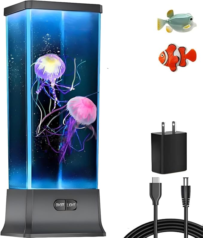 COLORLIFE Electric Jellyfish Tank Table Lamp with Color Changing Light Gift for Kids Men Women Home Deco for Room Mood Lig...