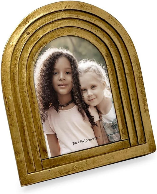 Isaac Jacobs 2x3 Vertical Gold Arc Resin Picture Frame with Gradient Design, Decorative Photo Frame, Tabletop & Wall Displ...
