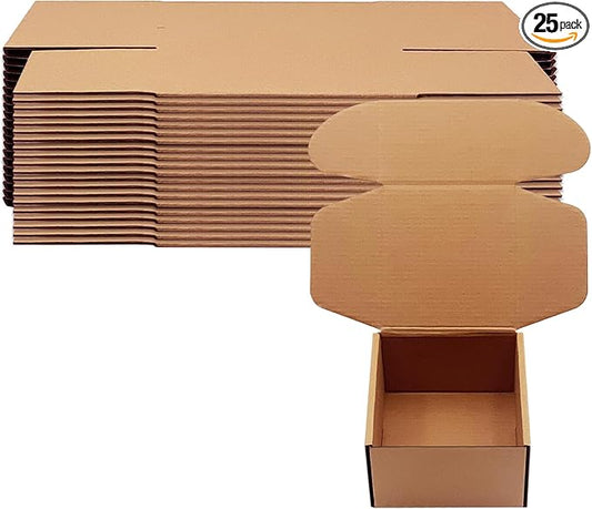 5x5x3 inch Shipping Boxes Pack of 25, Brown Corrugated Cardboard Box Mailer Boxes for Packaging Small Business Shipping，Re...