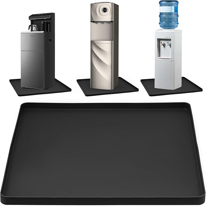 Water Cooler Drip Pan, Prevent Water Leakage and Protect Floor & Carpet, 19.7''x19.7'' Under Water Cooler Mat, Non-Slip Le...