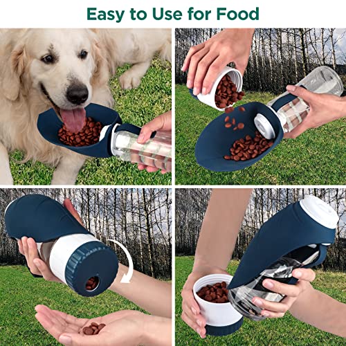 Uppetly Dog Water Bottle, Portable Pet Water Bottle with Food Container and Drinking Feeder, Leak Proof, BPA-Free, Foldabl...