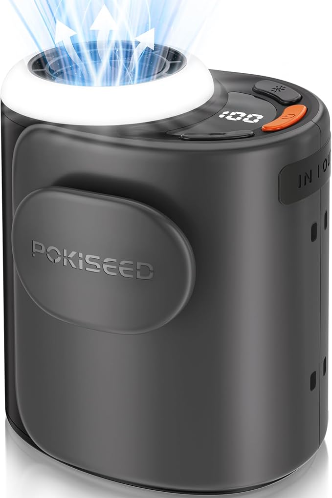 POKISEED Rugged Portable Fan, 10000mAh Rechargeable Battery, 40H Runtime, 5-Speed Turbo Cooling, Hands-Free Multi-Position...