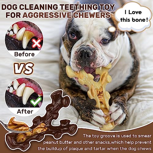 SIHRMIU 2 Pack Dog Chew Toys for Aggressive Chewers,Boredom and Stimulating Best Dog Toys for Medium/Large Breed,Tough Alm...