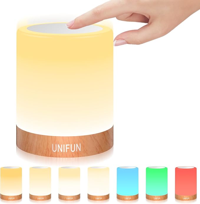 UNIFUN Night Light, Touch Lamp for Bedrooms Living Room Portable Table Bedside Lamps with Rechargeable Internal Battery Di...