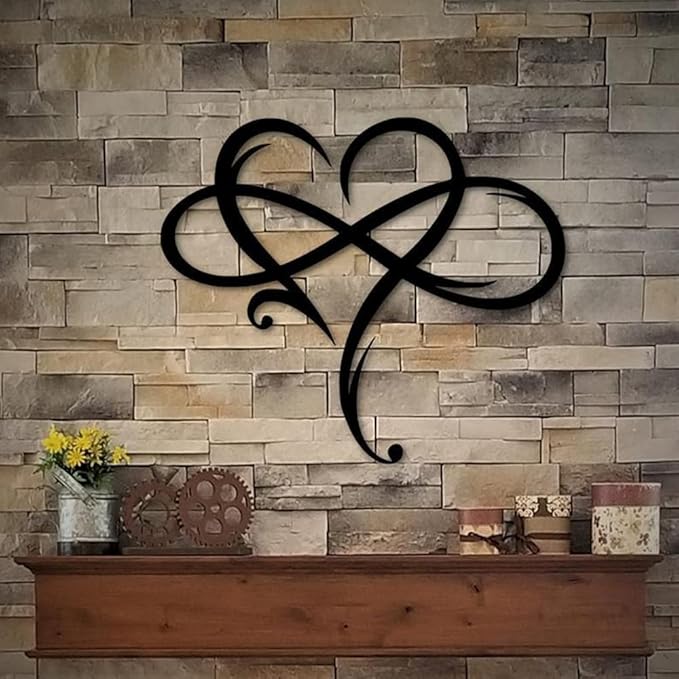 Infinity Heart Wall Decor, Unique Infinity Heart Metal Art Wall Decor Love Sign Steel Wall Plaques Bedroom Ornaments for H...