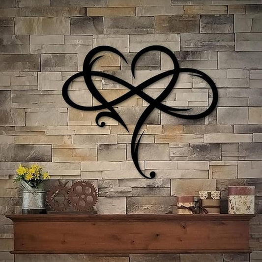 Infinity Heart Wall Decor, Unique Infinity Heart Metal Art Wall Decor Love Sign Steel Wall Plaques Bedroom Ornaments for H...