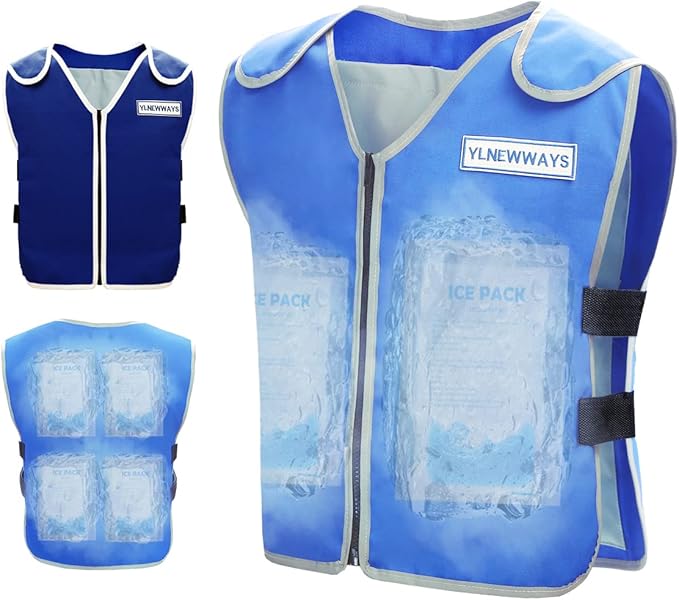 YLNEWWAYS Cooling Vest for Men&Women, Ice Reflective Vest with 24 PCS Ice Packs, Cool Jacket for Hot Weather with Pockets,...