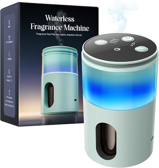 Pmsusoow Waterless Essential Oil Diffuser: 9 Colors LED Scent Diffuser for Home&Car&Office - Portable Diffuser with 48H Ba...