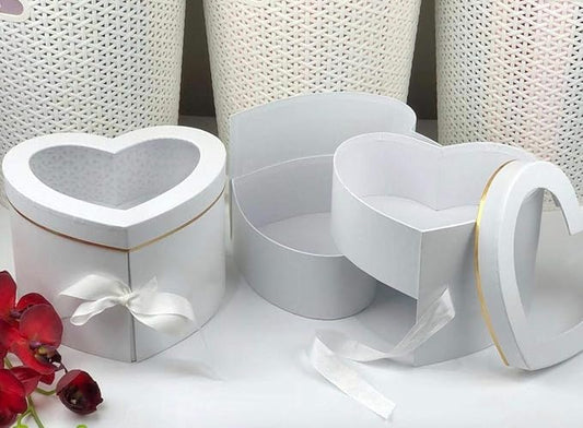 UNIKPACKAGING Premium Quality Heart Shaped Flower Box, Floral Gift Box, with Lids, Size 9x8x6.5, for Luxury Style Flower A...