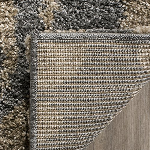 SAFAVIEH Florida Shag Collection Area Rug - 8'6" x 12', Grey & Beige, Floral Design, Non-Shedding & Easy Care, 1.2-inch Th...
