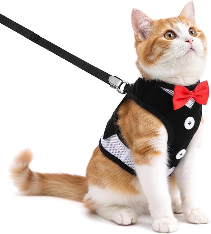 YBEATY Cat Harness Leash Set for Walking Soft Adjustable Cats Vest Harnesses Escape Proof Comfortable Breathable Mesh Kitt...