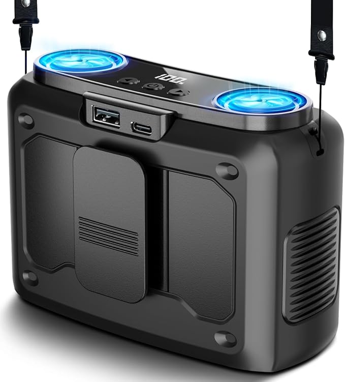 20000mAh Portable Fan,True High Speed Dual Motors with 200% Powerful Airflow, Up to 135Hours and Rechargeable Personal Nec...