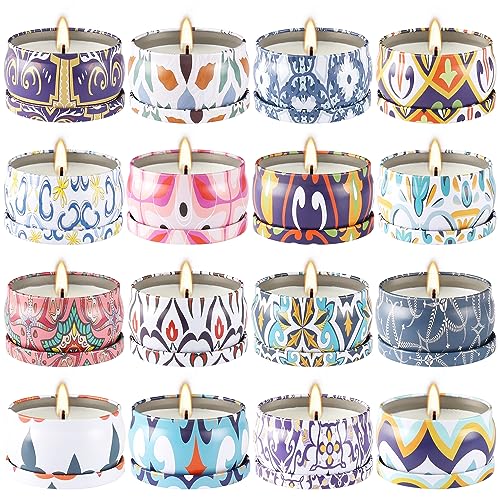 Wfmolcand 16 Pack Small Scented Candles Set-2.5 oz Aromatherapy Candle 100% Natural Soy Wax-Portable Travel Tin Candle for...