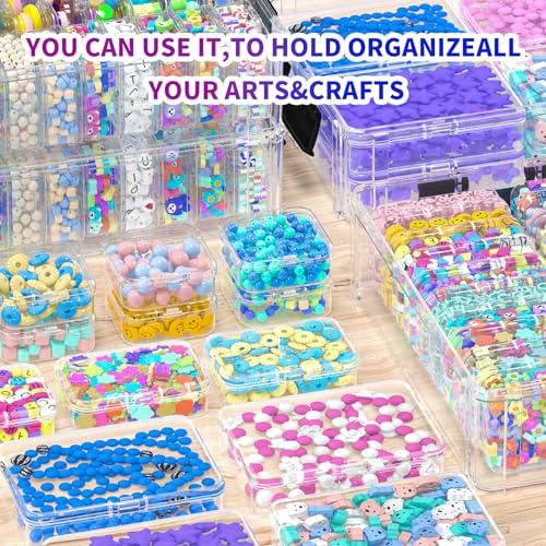 VANSUNS Bead Organizer Box 58 Pcs, 3-Tier Stackable Storage Box, and 3 Different Container Sizes Small Plastic Containers ...