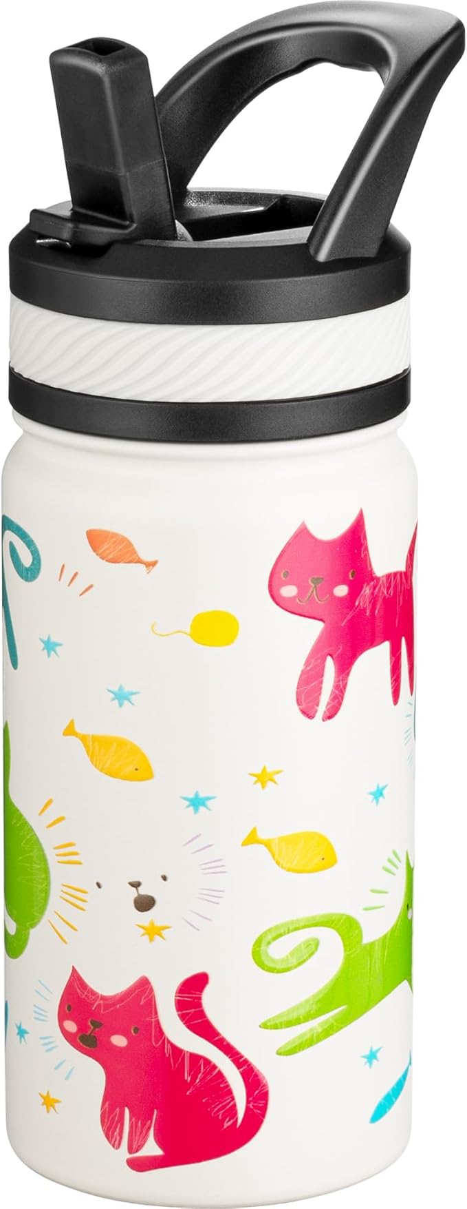 Fanhaw 14 Oz Kids Insulated Water Bottle with Straw - Stainless Steel Double Wall Vacuum Cup, Leakproof, BPA Free, Suitabl...