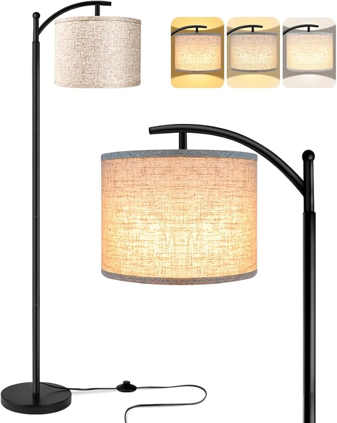 ROTTOGOON Floor Lamp for Living Room with 3 Color Temperatures LED Bulb, Standing Lamp Tall Industrial Floor Lamp Reading ...