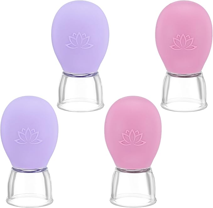 FNANJWQ 4Pcs Facial Cupping Therapy Set, Silicone Face Cupping Kit for Massage, Anti Cellulite Cup Massage Tool Vacuum Suc...