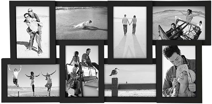 Malden International Designs Collage Picture Frame for Wall, Holds Eight Photos : 4-6x4 and 4-4x6 Inch - Black Plastic, Wa...