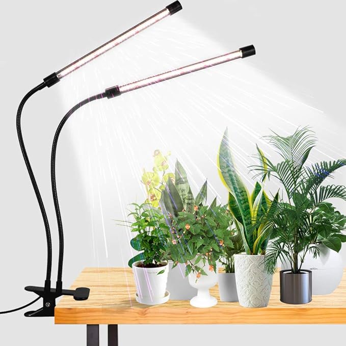 GooingTop LED Grow Light,6000K Full Spectrum Clip Plant Growing Lamp with White Red LEDs for Indoor Plants,5-Level Dimmabl...