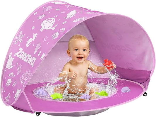 Zooawa Baby Beach Tent, Pop Up Beach Tent Sun Shade for Beach, Portable Shade Pool UV Protection Sun Shelter for Infant wi...