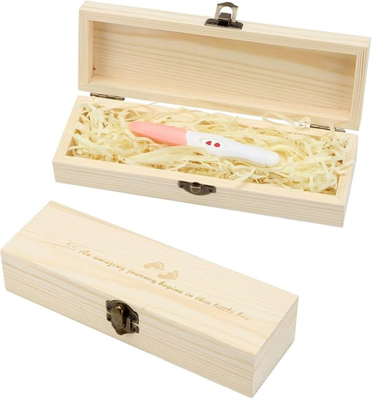 KCGANI Pregnancy Test Keepsake Box, Surprise Wooden Pregnancy Announcement Presents Box for Dad Grandparents Husband, Wood...