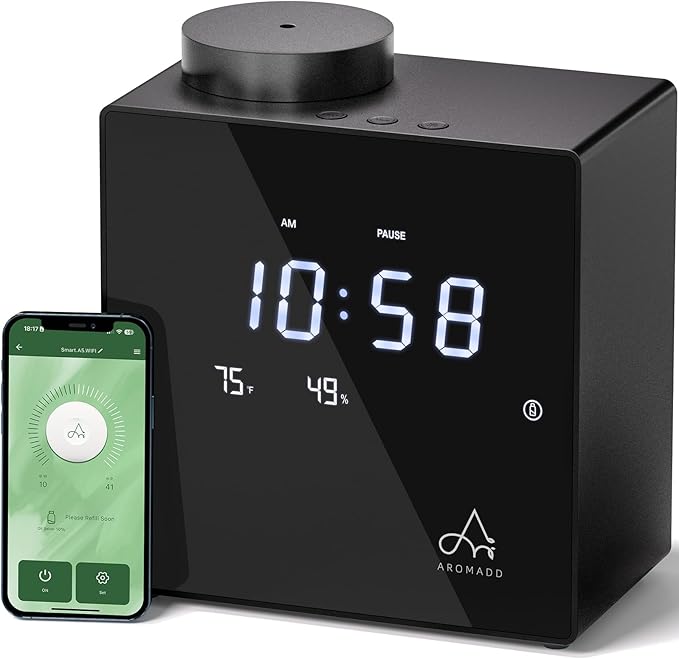 2026 Smart Waterless Diffuser, 2000 Sq.Ft Cold Air Scent Diffuser with Clock & Environmental Display | 7 Fragrance Levels,...