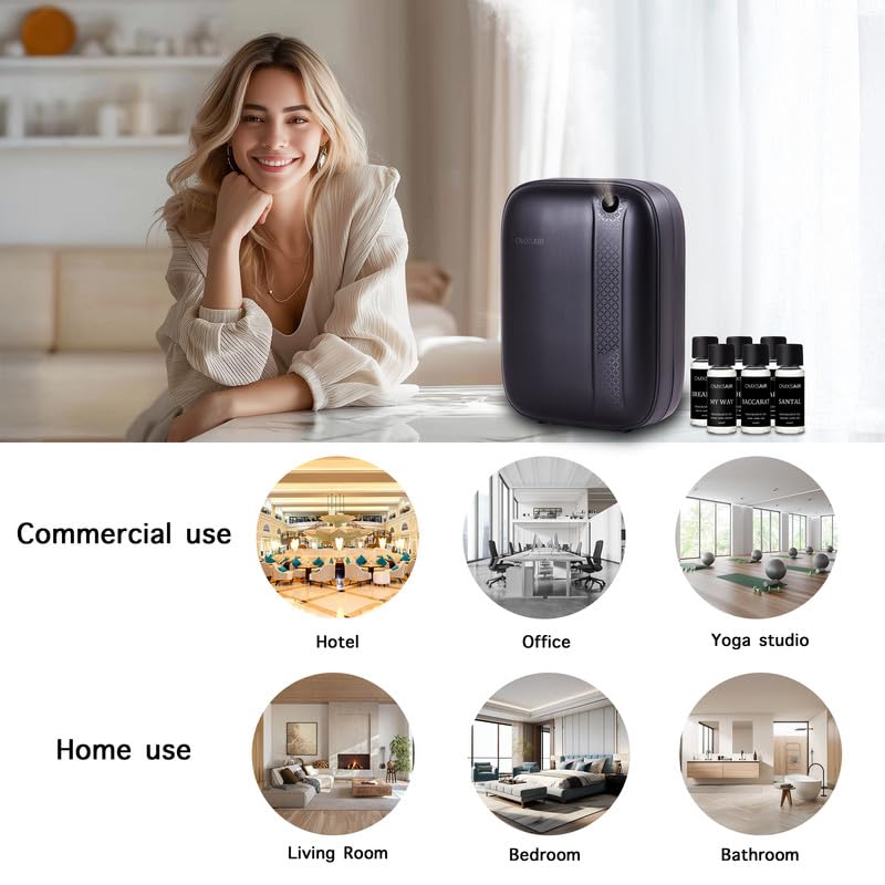 Hotel Waterless Essential Oil Diffuser – Include Top6 Scent Oil - 400ml/2000 Sq Ft - Aromatherapy Scent Diffuser Machine, ...