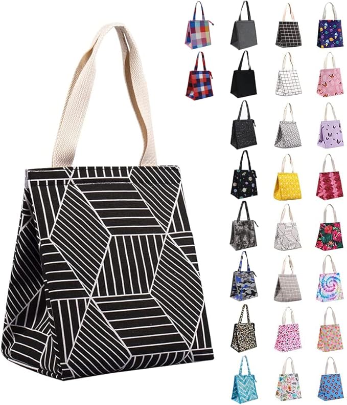 iknoe Insulated Lunch Bag for Women & Adults, 9L Foldable Wide-Open Cooler Bag with Pockets, Leakproof & Portable, for Pic...
