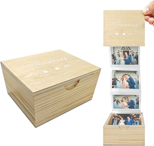 Pull Out Photo Album Wooden Box, Picture Memory Keepsake Box, Photo Collection Gift for Him Her Friend Family, Anniversary...