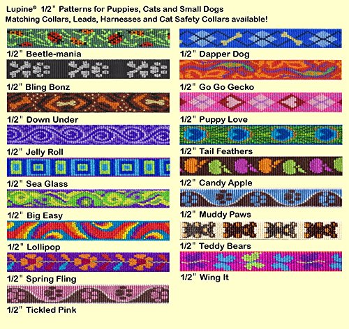 LupinePet Originals 1/2" Jelly Roll 9-14" Adjustable Roman Dog Harness for Extra Small Dogs