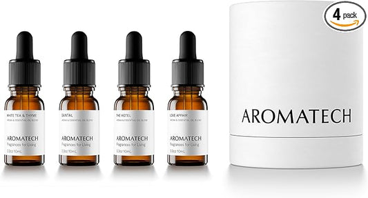 AromaTech The Bestsellers Set | Gift Set of Aroma Diffuser Essential Oils Blend of Santal, The Hotel, White Tea & Thyme, a...