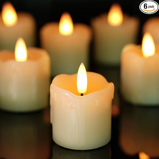 Homemory Flameless Votive Candles with Timer, 2" x 2" Real Wax, 400+Hour Realistic Black Wick Battery Operated Candles, Se...