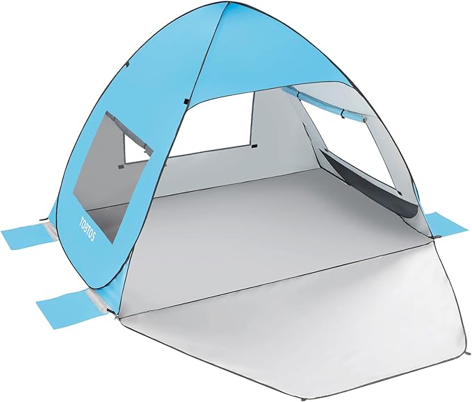 TOBTOS UPF 50+ Pop Up Beach Tent, Easy Set Up Beach Umbrella, Sun Shelter for 2-3 People UV Protection Portable Sunshade, ...
