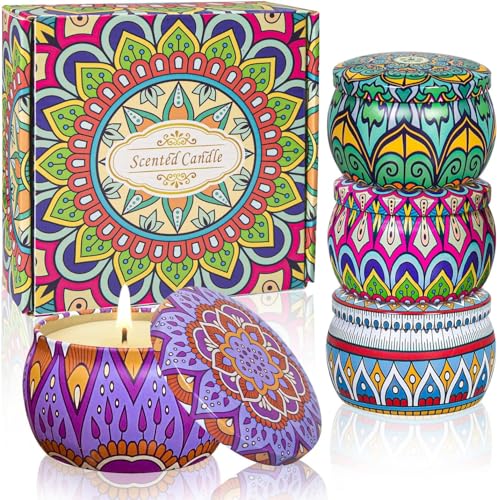 TEECOO Scented Candles Gift Set: 4 Pack Soy Wax Aromatherapy Candle 120H Burning Scent Candle Set for Home Scented Candle ...