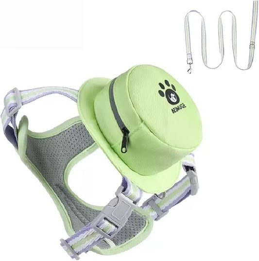 YooHoStar No Pull Dog Harness Set with Pouches Dog Saddle Bag, Adjustable No-Choke Dog Harness Collar and Leash Set with S...