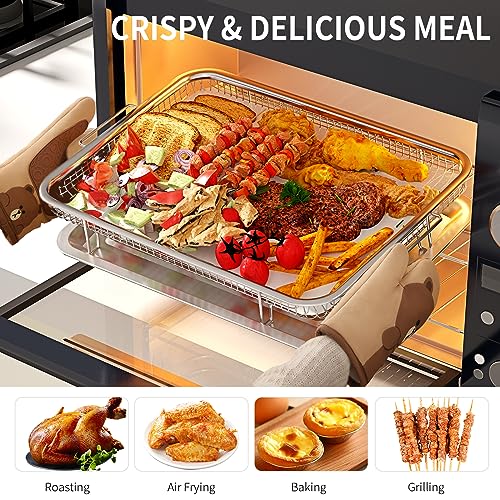 Air Fryer Basket for Oven, OPENICE 15.3" x 11.0" Large Air Fryer Tray and Pan with 30PCS Parchment Papers, Stainless Steel...