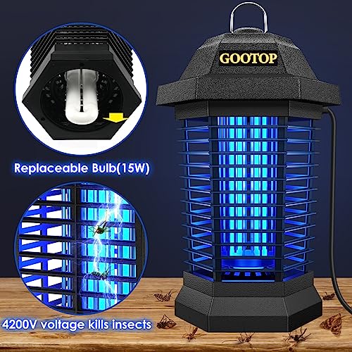 GOOTOP Bug Zapper Outdoor, Mosquito Zapper, 3 Prong Plug in Electric Fly Zapper, Mosquito Killer, Fly Traps, Flying Insect...