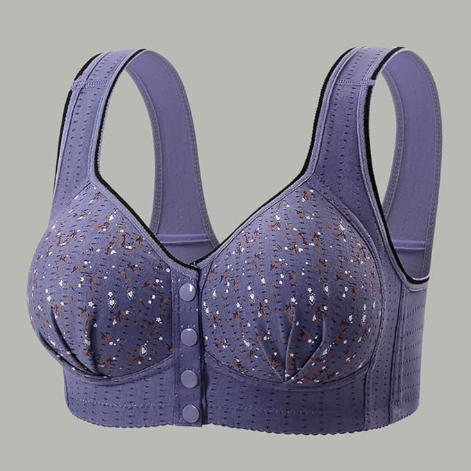 Women Floral Print Front Close Bra Plus Size Wireless Comfort Wear
