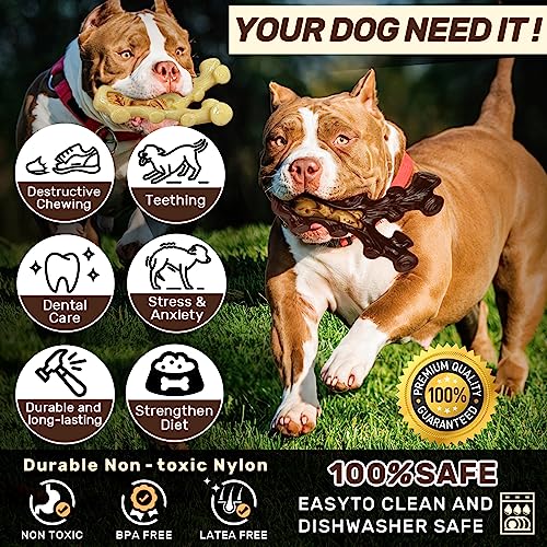 SIHRMIU 2 Pack Dog Chew Toys for Aggressive Chewers,Boredom and Stimulating Best Dog Toys for Medium/Large Breed,Tough Alm...
