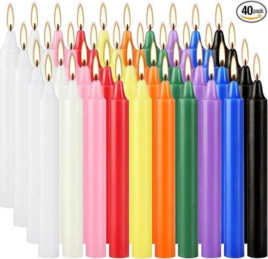 Howemon 40 Pack Assorted Color Spell Chime Candles, 4 Inch Mini Taper Candles for for Home Decor Kitchen Decor Wedding Dec...