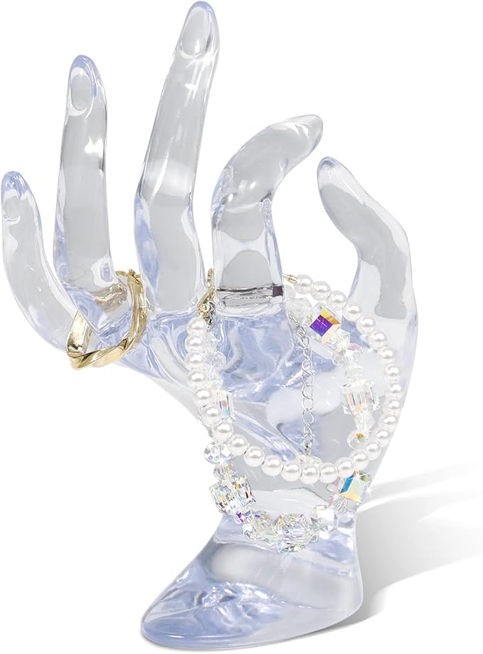 DI QIU REN Hand Form Ring Holder Jewelry Display Holder, Clear Room Decor Aesthetic Bracelet Ring Watch Stand Support Hold...